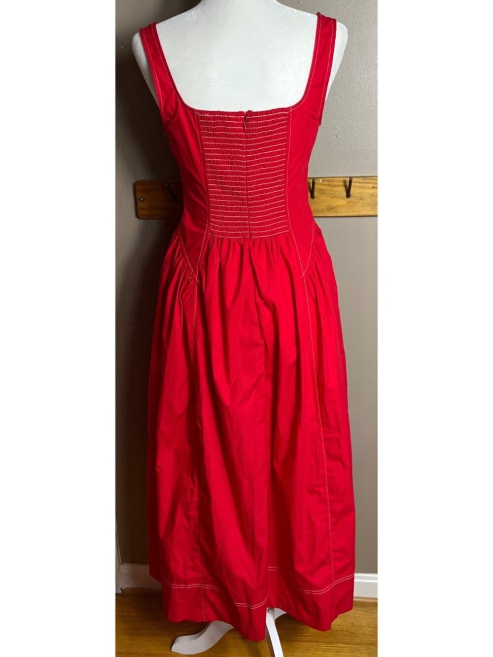 Free Assembly Dress Paneled Midi Red Romantic Princess Coquette Pockets Wom S - Picture 2 of 12